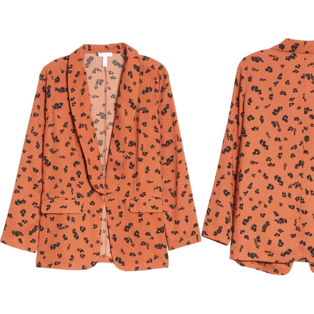 Leith Floral Print Blazer Rust and Black size XS